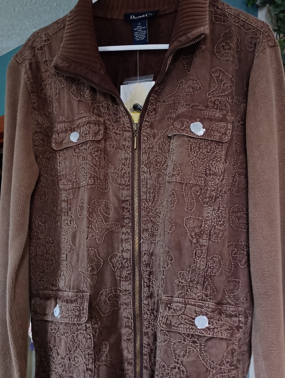 Denim&Co Brown Embroidered Jacket